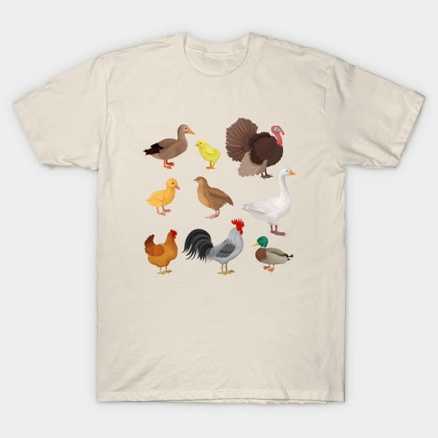 Poultry illustration T-Shirt by Mako Design 